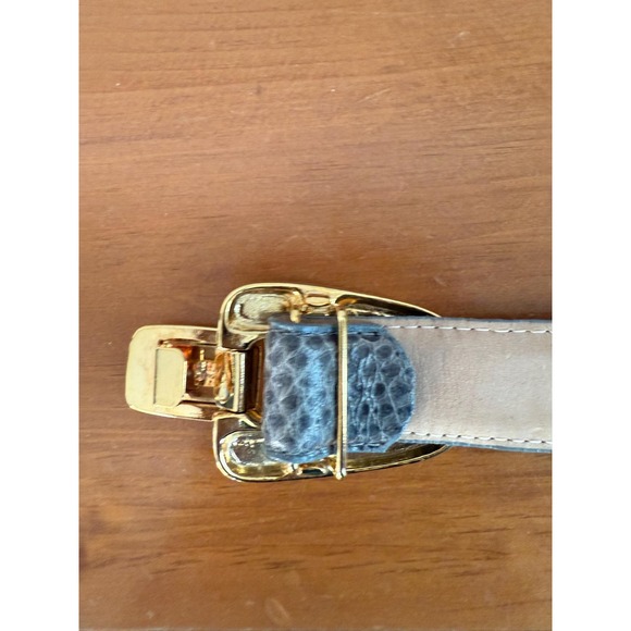 Axiom Women\'s Genuine Snake Skin Belt With Gold Tone Hook Clasp Buckle Size-M